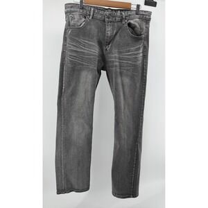 GSTR Grey Wash Slim Straight Jeans Mens 36 Urban Streetwear Faded Denim